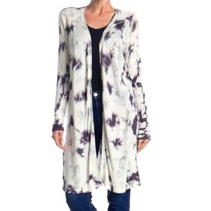 EUC Sweet Romeo black and white tie-dye cardigan/sweater, knee-length, medium